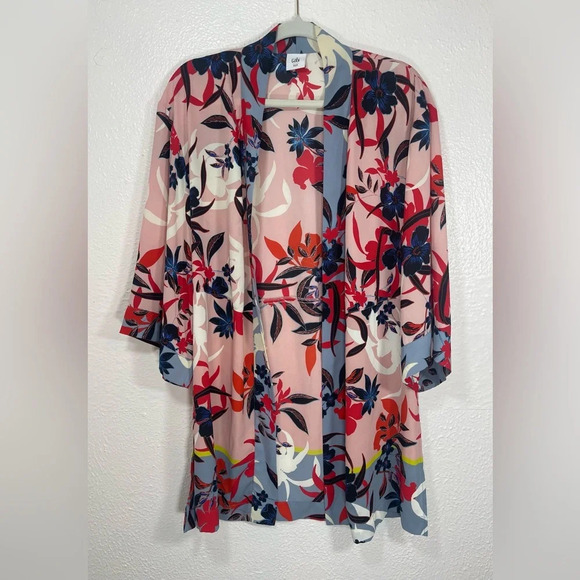 Cabi Blooming Blush Pink Floral Tropical Kimono Topper Shawl Cardigan Women XS/S - Picture 1 of 13